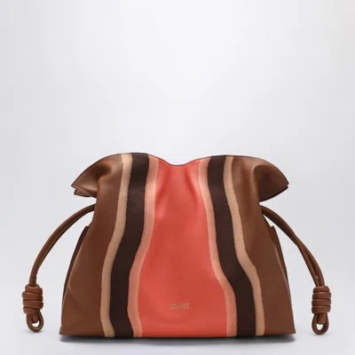 Loewe Flamenco Medium Clutch In Pecan/parrot Pink