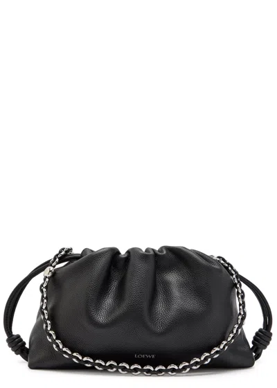 Loewe Flamenco Medium Grained Leather Clutch In Black