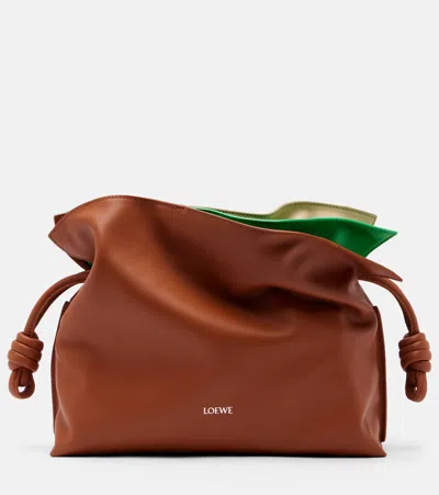 Loewe Flamenco Medium Layered Leather Clutch In Brown