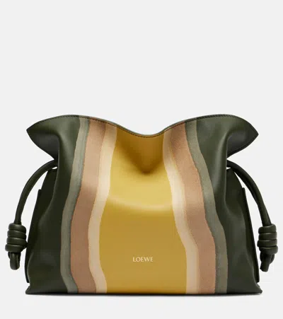 Loewe Flamenco Medium Leather And Suede Clutch
