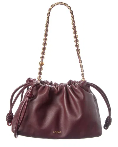 Loewe Flamenco Medium Leather Bucket Bag In Red