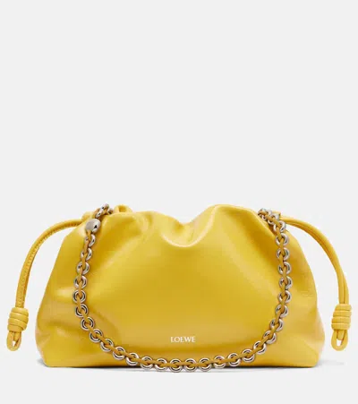 Loewe Flamenco Medium Leather Clutch In Yellow