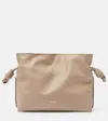 Loewe Flamenco Medium Leather Clutch In Beige