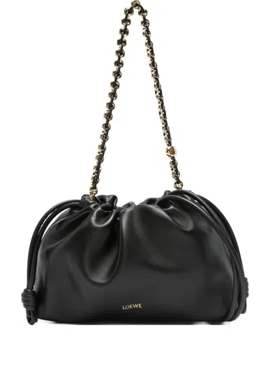 Loewe Flamenco Medium Leather Clutch In Black