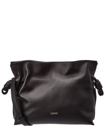 Loewe Flamenco Medium Leather Clutch In Black
