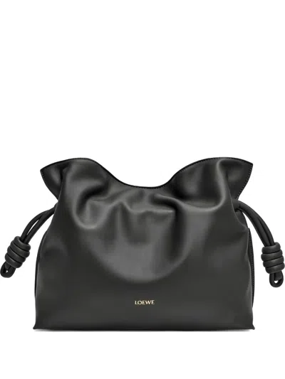 Loewe Flamenco Medium Leather Clutch In Black