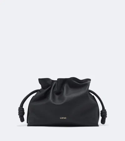 Loewe Flamenco Medium Leather Clutch In Black
