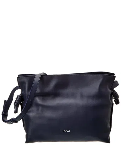 Loewe Flamenco Medium Leather Clutch In Blue