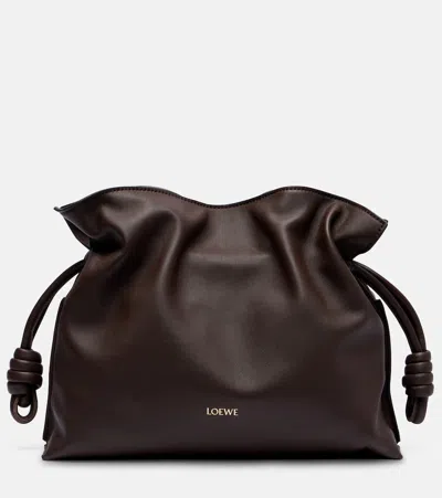 Loewe Flamenco Medium Leather Clutch In Brown