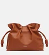 Loewe Medium Leather Flamenco Clutch Bag In Brown