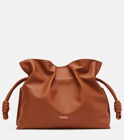Loewe Flamenco Medium Leather Clutch In Brown