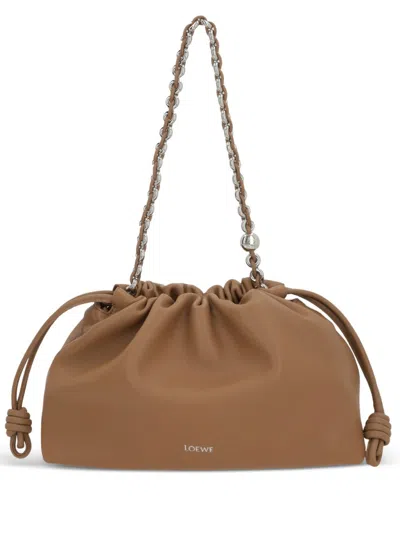 Loewe Flamenco Medium Leather Clutch In Brown