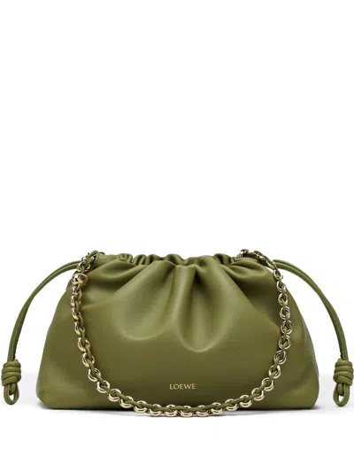 Loewe Flamenco Medium Leather Clutch In Green