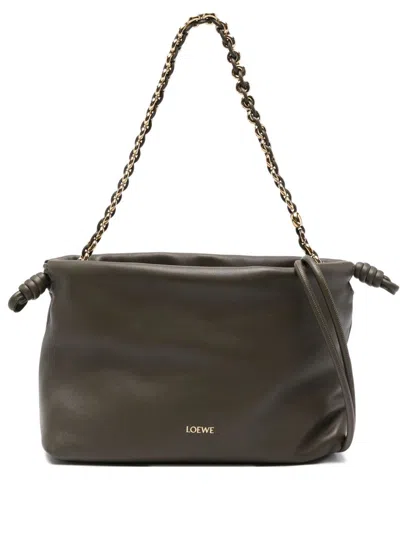 Loewe Flamenco Medium Leather Clutch In Green