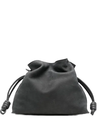 Loewe Flamenco Medium Leather Clutch In Grey