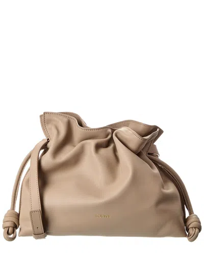 Loewe Flamenco Medium Leather Clutch In Nude