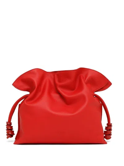 Loewe Flamenco Medium Leather Clutch In Red