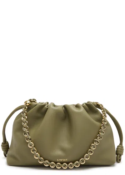 Loewe Flamenco Medium Leather Clutch In Sage