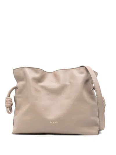 Loewe Flamenco Medium Leather Clutch In Sand