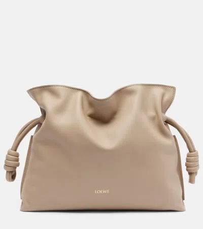 Loewe Flamenco Medium Leather Tote Bag In Sand