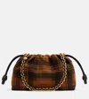 Loewe Flamenco Medium Plaid Suede Clutch In Black