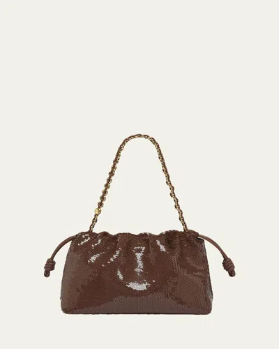 Loewe Flamenco Medium Sequined Bag In Chocolate