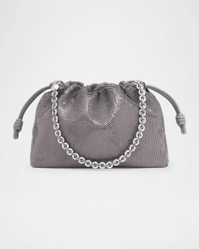 Loewe Flamenco Medium Sequined Bag In Grey