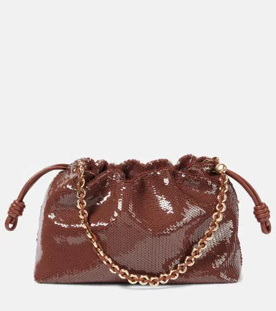 Loewe Flamenco Medium Sequined Clutch In Brown
