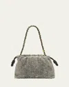 Loewe Flamenco Medium Shoulder Bag In Feathered Leather In Black White