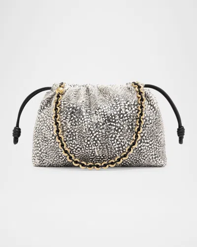 LOEWE FLAMENCO MEDIUM SHOULDER BAG IN FEATHERED LEATHER