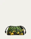 Loewe Flamenco Medium Shoulder Bag In Tulips Denim In Black
