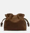 Loewe Flamenco Medium Suede Clutch In Brown