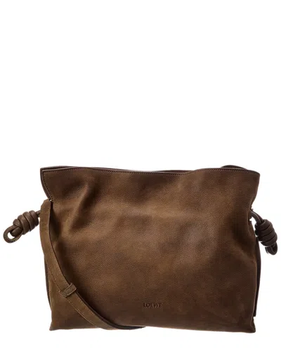 Loewe Flamenco Medium Suede Clutch In Brown