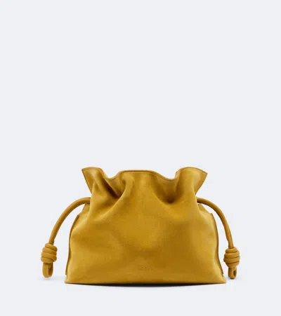 Loewe Medium Ochre Flamenco Bag In Suede In Yellow