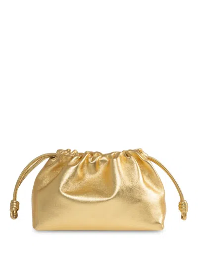 Loewe Flamenco Metallic Drawstring Clutch Bag In Gold