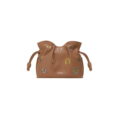 Pre-owned Loewe Flamenco Mini Cats Clutch 'mocha' | Brown | Women's Size Onesize