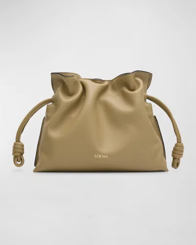 Loewe Flamenco Mini Clutch Bag In Napa Leather In Clay Green