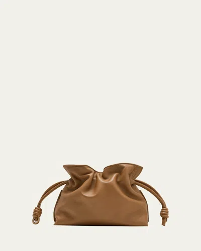 Loewe Flamenco Mini Clutch Bag In Napa Leather With Blind Embossed Anagram In Oak