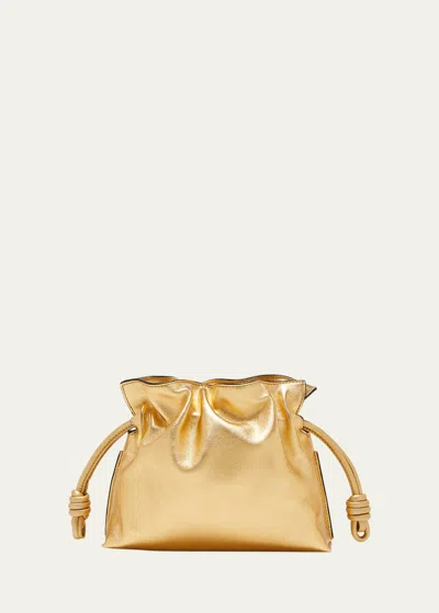 Loewe Flamenco Mini Clutch Bag In Napa Leather With Chain In Gold