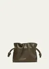 Loewe Flamenco Mini Clutch Bag In Napa Leather With Golden Foil Anagram In Dark Khaki Green