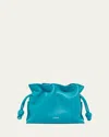 Loewe Flamenco Mini Clutch Bag In Napa Leather With Golden Foil Anagram In Deep Turquoise