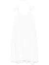 Loewe Flamenco Knotted Leather-trimmed Voile Halterneck Mini Dress In White