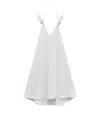 Loewe Flamenco Knotted Leather-trimmed Voile Halterneck Mini Dress In White