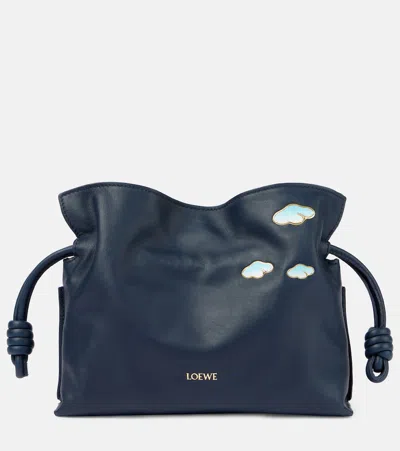 Loewe Flamenco Mini Leather Clutch In Blue