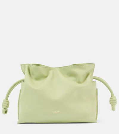 Loewe Womens Light Pear Flamenco Mini Leather Clutch Bag In Green