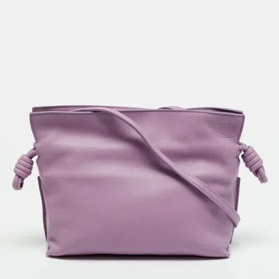 Pre-owned Loewe Flamenco Mini Lilac Leather Clutch In Purple