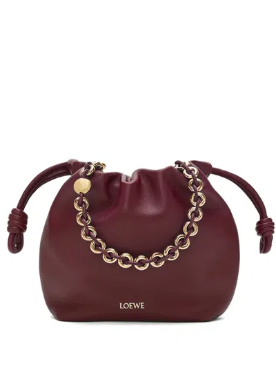 Loewe Flamenco Leather Round Purse In Red