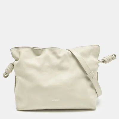 Pre-owned Loewe Flamenco Off White Leather Shoulder Bag