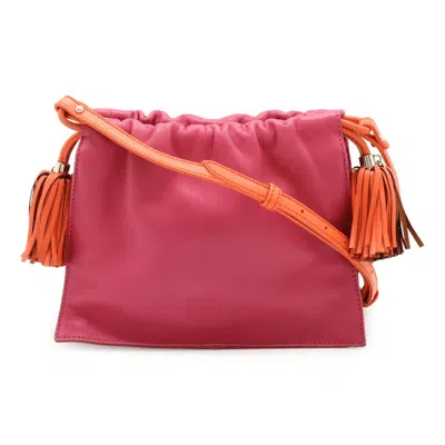 Pre-owned Loewe Flamenco Orange Pink Leather Pochette Shoulder Bag () In Multi