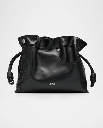 Loewe Flamenco Panta Clutch Bag In Leather In Black